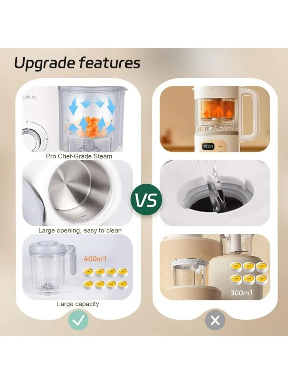 4-in-1 Baby Food Maker & Steamer, One-Step Processor, BPA-Free, 400ml Capacity